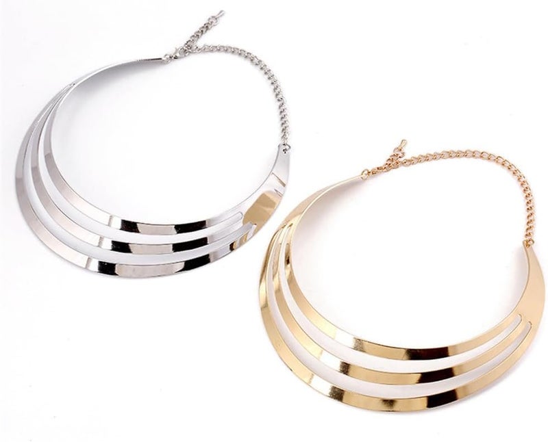 Hewill Store Chunky Gold Necklace Big Statement Chunky Necklace for Women African Tribe Wide Metal Choker Necklaces Jewelry - Image 3